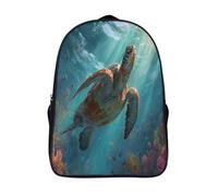 kaiyun Scène sous-marine - Tortue de mer, récif corallien, poissons tropicaux Sacs À Dos, Cartable Avec Boucle De Réglage Pour Garçons Et Filles,16 inch Léger Décontracté Sac De Voyage