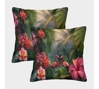 kaiyun Scène Tropicale Housse De Coussin Plantees de la Jungle Taies d'oreiller Carrée Douce Imprimée Durable pour Canapé-lit Voiture 45x45cm Paquet De 2