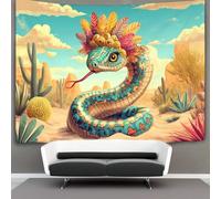 kaiyun Serpent Coiled on The Desert Tapisserie Murale À Suspendre, Illustration De Bande Dessinée Colorée Murales,Plaque De Pique-Nique Décoration Murale Plafond Art Mural 70cmx100cm