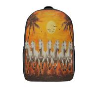 kaiyun Seven Majestueux White Chevals Sacs À Dos,imprim É 3D Cartable Vivid Coucher de soleil Palm Arbres Sac Mode Pour Maternelle Ou Primaire 17inch