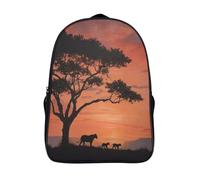 kaiyun Silhouette d'un arbre africain, d'une lionne et de deux lionceaux Sacs À Dos, Cartable Avec Boucle De Réglage Pour Garçons Et Filles,39x29x16cm Léger Décontracté Sac De Voyage