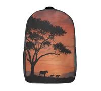 kaiyun Silhouette d'un arbre africain, lionne et ses deux lionceaux Sacs À Dos, Cartable Avec Boucle De Réglage Pour Garçons Et Filles,17inch Léger Décontracté Sac De Voyage