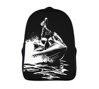 kaiyun Sillage de jet skiSacs À Dos Pour Enfants École,Black And Blanc Pattern Grande Capacité Adolescents Sac À Garçons Filles Voyage 16 inch