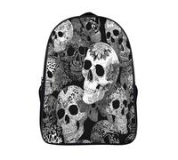 kaiyun Skull Pattern Black And Blanc Sac À Dos Filles Cartable Enfants Garçons 39x29x16cm Grande Capacité Adolescents Sac De Voyage Scolaire Poids Léger