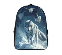 kaiyun Snow-capped Mountain Tops Sac À Dos Filles Cartable Enfants Garçons 16 inch Grande Capacité Adolescents Loups argentés encerclant des aigles Sac De Voyage Scolaire Poids Léger