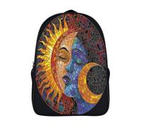 kaiyun Soleil And Lune Sacs À Dos,3D Imprimé Figures abstraites Étudiant Voituretable Garçons Filles Livre Sac Pour Maternelle Ou Primaire 16 inch