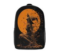 kaiyun Sorcière regardant la lune la nuit avec des chauves-souris Sac À Dos Cartable BackpacK Scolaire Enfants Portable Léger Et Design Respirant Unisexe 17inch College Pack