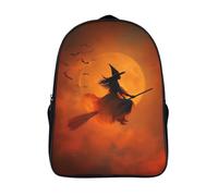 kaiyun Sorcière sur un balai et immense pleine lune orange Sac À Dos Cartable BackpacK Scolaire Enfants Portable Léger Et Design Respirant Unisexe 16 inch College Pack