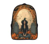 kaiyun Sorcières, chauves-souris, immense pleine lune Sac A Dos Scolaire, Cartable Fille Garçons Enfant,Adolescent Loisir Voyage Utilisation Quotidienne 16 inch