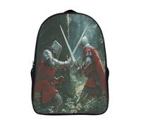 kaiyun Style artistique médiéval Sac A Dos Ecole Primaire,Sac À Dos Pour Enfants - Deux Chevaliers Sac De Livre D'école Adolescents Con Boucle De Réglage 16 inch