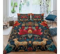 kaiyun Style bohème 3 Pcs Couverture De Couette Doux Literie Set en Microfibre 3D Imprimé Lotus Animal Images avec Taies d'oreiller pour Filles Garçon Double(200x200cm)