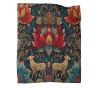 kaiyun Style bohème Couverture en Velours Imprimée 3D Douce Et Confortable Lotus Animal Images pour Adolescent Et Adultes Adaptée Au Lit Et Au Canapé 50x60inch(127x152cm)