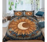 kaiyun Style bohème Housse De Couette Microfibre - Parure De Lit 3D Imprimé, Mandala céleste Chambre À Coucher Décoration Comfort Housse Couette Et Taies d'oreiller Double（200x200cm）