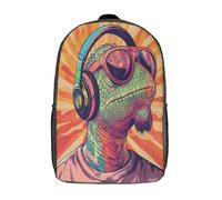 kaiyun Style de dessin animé Cartable À Dos Enfant École Fille Garçon Collége Sac De Voyage Caméléon Head Wearing Sunglasses Léger Sac D'école Scolaires 17inch