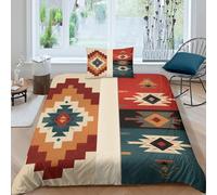kaiyun Style géométrique Traditionnel du désert du Sud-Ouest Set Housse De Couette Literie Housse en Microfibre De Couette avec Taies d'oreiller, Impression 3D Single(135x200cm)