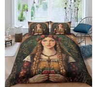 kaiyun Style médiéval Housse De Couette Ado Adulte avec Taie d'oreiller,3 Pièces Parure De Lit en Microfibre 3D Déesse of Courtship Imprimé Motif Double（200x200cm）