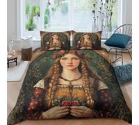 kaiyun Style médiéval Housse De Couette Ado Adulte avec Taie d'oreiller, 3 Pièces Parure De Lit en Microfibre avec Fermeture Éclair, 3D Déesse of Courtship Imprimé Motif King（220x240cm）