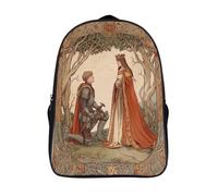 kaiyun Style médiéval Illustration Sac À Dos,Sac Scolaire Enfant Ado Camping,Voyage Cartable Scolaire,Chevalier agenouillé devant la reine Sacs Scolaires,16 inch
