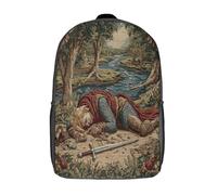 kaiyun Style médiéval Sacs À Dos Étudiant Cartables Scolaires 3D Imprimé Un guerrier blessé allongé au bord de la rivière Sacs D'école Pour Garçons Filles 17inch