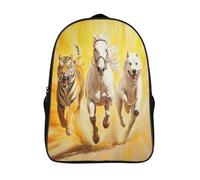 kaiyun Style peinture à l'huile Sac À Dos Cheval Tigre Jindo ChienCartable Scolaire Boucle De Réglage Sac A Dos Filles Garçons Pour Enfants Mignon Sac Scolaire 16 inch