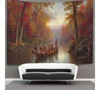 kaiyun Style Renaissance Tapisserie Pour Décoration Murale,chambre À Coucher, Marchands européens conduisant des canoës en bois Tentures Murales Pour Salon 70cmx100cm