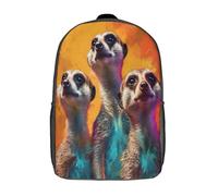 kaiyun Suricates debout Sac À Dos Enfant,Léger Mignon Cartable Garçons Filles Étudiant Utilisation Quotidienne Style d'art numérique vibrant Sac 17inch