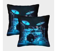 kaiyun Tambour Ensemble Housses De Coussin Style Lueur électrique - Chambre À Coucher Décoratives pour Canapés,Lits,chaises,Salons,Voitures,Livré avec Fermeture Éclair Invisible 45x45cm Paquet De 2