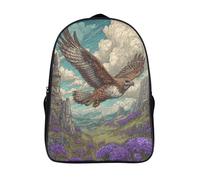 kaiyun Tan Aigle Sac À Dos Filles Cartable Enfants Garçons 16 inch Grande Capacité Adolescents Purple Fleurs Sac De Voyage Scolaire Poids Léger