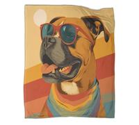 kaiyun Tan Boxer Chien Wearing Soleilglasses Imprimée Moelleuse,Douce Et Confortable Couverture en Peluche Adaptée Au Canapé-lit 40x50inch(100x130cm)