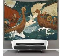 kaiyun Tapisserie Murale À Suspendre Deux navires vikings engagés dans une bataille navale Pour Chambre À Plage Couverture Salon Dortoir 180cmx230cm