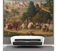 kaiyun Tapisserie Murale À Suspendre Époque de la Renaissance : chevaliers, chérubins et châteaux Pour Chambre À Plage Couverture Salon Dortoir 70cmx100cm