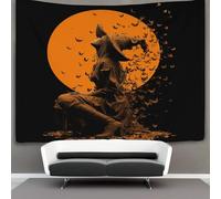 kaiyun Tapisserie Murale À Suspendre Witch Looking at The Lune at Night with Bats Pour Chambre À Plage Couverture Salon Dortoir 70cmx100cm