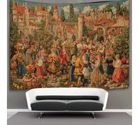 kaiyun Tapisserie Murale Décorative Chambre -Fête des moissons d'été dans les villages médiévaux,130cmx150cm-Art populaire Papier Peint Tissu - Tapestry Aesthetic Wall - Décoration Panoramique