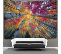 kaiyun Tapisserie Murale Décorative Chambre -Forêt de bouleaux d'automne, dominant le ciel,100cmx150cm- Papier Peint Tissu - Tapestry Aesthetic Wall - Décoration Panoramique