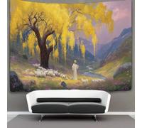 kaiyun Tapisserie Murale Décorative Chambre -Moutons Under A Big Tree, Sacred Art of The Renaissance,70cmx100cm- Papier Peint Tissu - Tapestry Aesthetic Wall - Décoration Panoramique