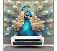 kaiyun Tapisserie Murale Décorative Chambre -Paon,130cmx150cm-Amourly And Beautiful Flowing Feathers Papier Peint Tissu - Tapestry Aesthetic Wall - Décoration Panoramique