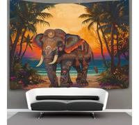 kaiyun Tapisserie Murale Décorative Chambre -Sea, Palmiers, Soleilset,70cmx100cm-Éléphant Papier Peint Tissu - Tapestry Aesthetic Wall - Décoration Panoramique