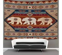 kaiyun Tapisserie Murale Décorative Chambre -Style aztèque et tribal, ours,100cmx150cm- Papier Peint Tissu - Tapestry Aesthetic Wall - Décoration Panoramique