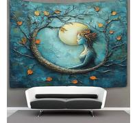 kaiyun Tapisserie Murales,Amour d'automne,Lune And Love De Décoration,Plaque De Pique-Nique Décoration Murale Plafond Art Mural 150cmx200cm