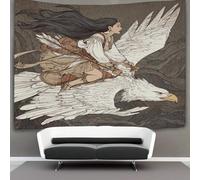 kaiyun Tapisserie Murales,Femme aborigène chevauchant un aigle blanc, De Décoration,Plaque De Pique-Nique Décoration Murale Plafond Art Mural 70cmx100cm