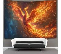 kaiyun Tapisserie Murales,Feu Phénix,Oiseau divin De Décoration,Plaque De Pique-Nique Décoration Murale Plafond Art Mural 150cmx200cm