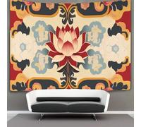 kaiyun Tapisserie Murales,Lotus,Auspicious Nuages And Fleurs De Décoration,Plaque De Pique-Nique Décoration Murale Plafond Art Mural 150cmx200cm