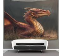 kaiyun Tapisserie Murales,Magnifique dragon allongé dans l'herbe, De Décoration,Plaque De Pique-Nique Décoration Murale Plafond Art Mural 130cmx150cm