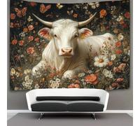 kaiyun Tapisserie Murales,Sacred Vache on The Grass,Motif papillon et fleur De Décoration,Plaque De Pique-Nique Décoration Murale Plafond Art Mural 70cmx100cm