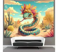 kaiyun Tapisserie Murales,Serpent Coiled on The Desert,Illustration De Bande Dessinée Colorée De Décoration,Plaque De Pique-Nique Décoration Murale Plafond Art Mural 100cmx150cm