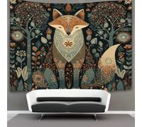 kaiyun Tapisserie Renard Illustrations, Scandinavian Folk Art Murale À Suspendre Pour Chambre À Coucher,salon,appartement,dortoir,décorations Murales, 130cmx150cm