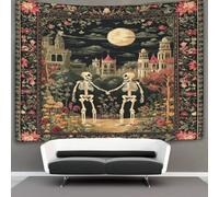 kaiyun Tapisserie Two Skeletons Holding Hands in The Lunelight, Gothique Architecture Murale À Suspendre Pour Chambre À Coucher,salon,appartement,dortoir,décorations Murales, 100cmx150cm