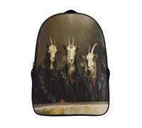 kaiyun Three Chèvres Wearing Leather Jackets Femme Sac À Dos Garçons École Sacs Cartable Daypacks Adulte Fashion Décontracté Bag College Pack 16 inch