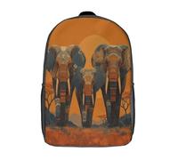 kaiyun Three Elephants in African Style artistique with Patterns on Their Bodies Cartable Imprimé 3D Sac À Dos Pour Ordinateur Portable Unisexe Pour Enfants/étudiants/Adultes 17inch