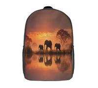 kaiyun Three Éléphants Walking in The Water at Coucher de soleil Sacs À Dos Adolescents,Design Respirant Cartable,Sac À Dos Enfant Pour Ecole,Garçon,Fille,Primaire 17inch